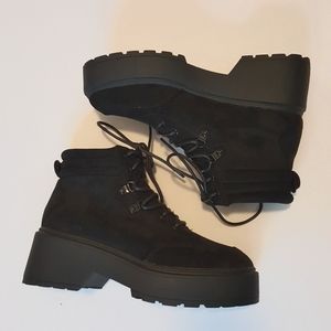 Lace Up Suede Ankle Boots